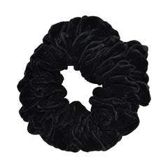 Motique Accessories scrunchie velour negro grande, vista superior, suave para peinados diarios.