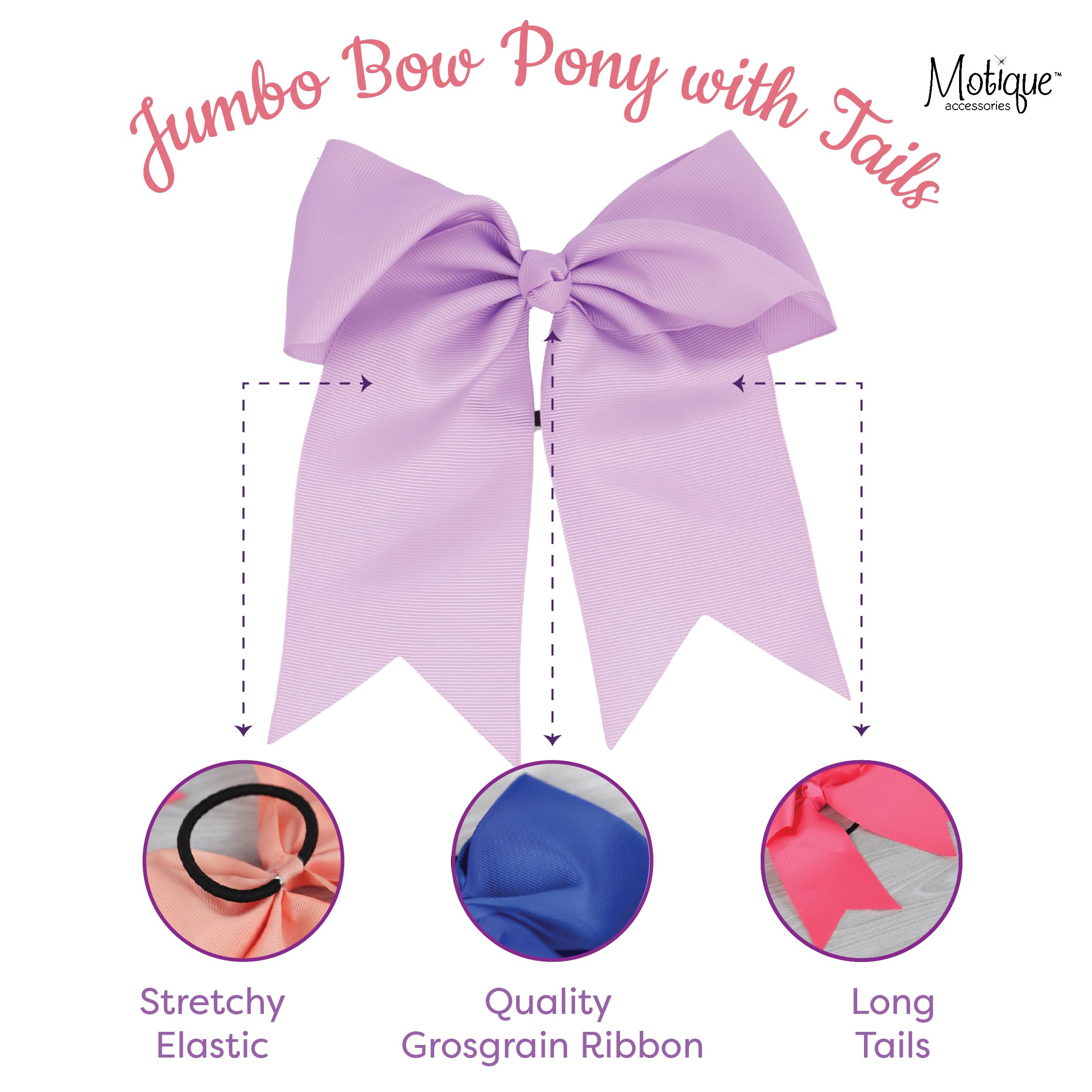 Motique Accessories lazo jumbo blanco con colas, detalle del lazo para un look duradero.