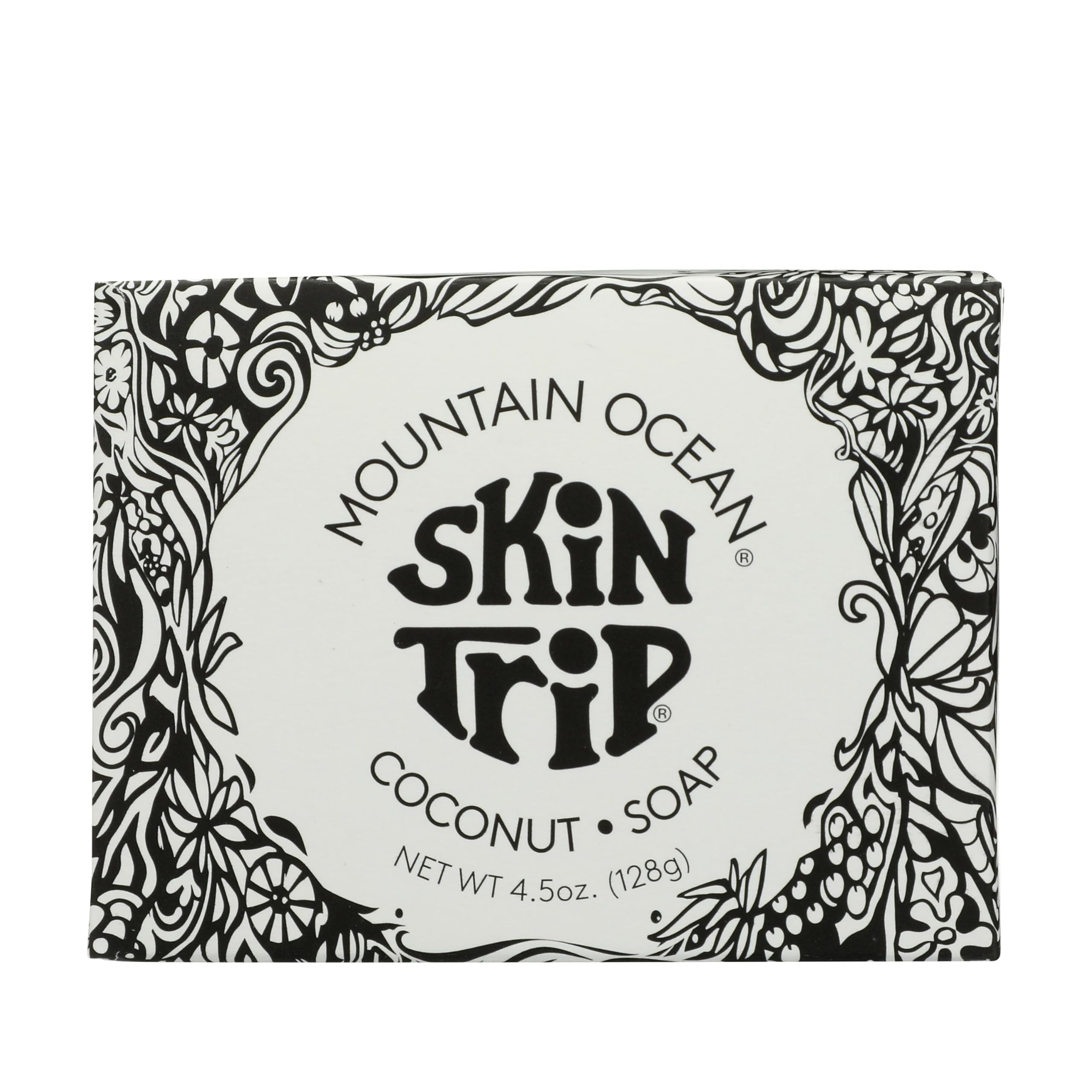 Mountain Ocean Skin Trip Jabon Coco barra con empaque nuevo para uso diario.