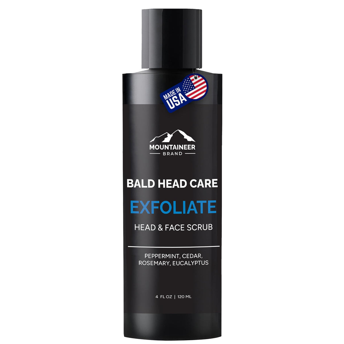 Mountaineer Brand exfoliante para cabeza calva con aceite de oliva, suaviza piel.