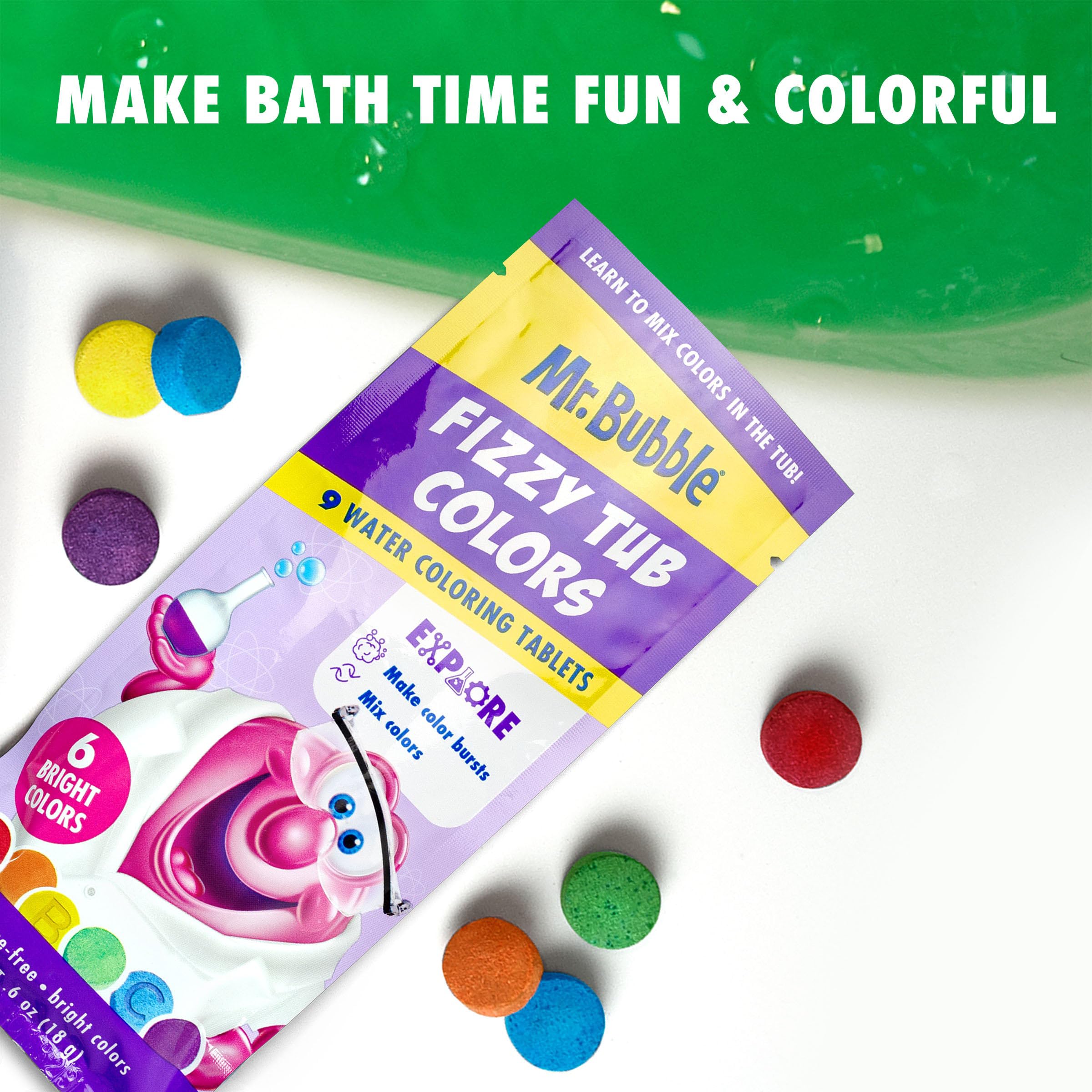 Mr. Bubble Colores Burbujeantes en amarillo para baño luminoso