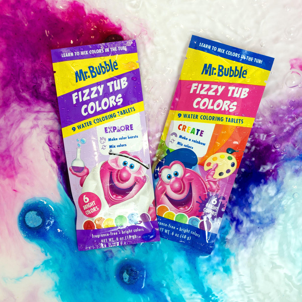 Mr. Bubble Colores Burbujeantes morados con letras A, B y C
