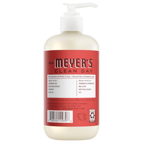 Primer plano de la etiqueta de MRS MEYER'S Clean Day Tomato Vine para conocer el aroma.