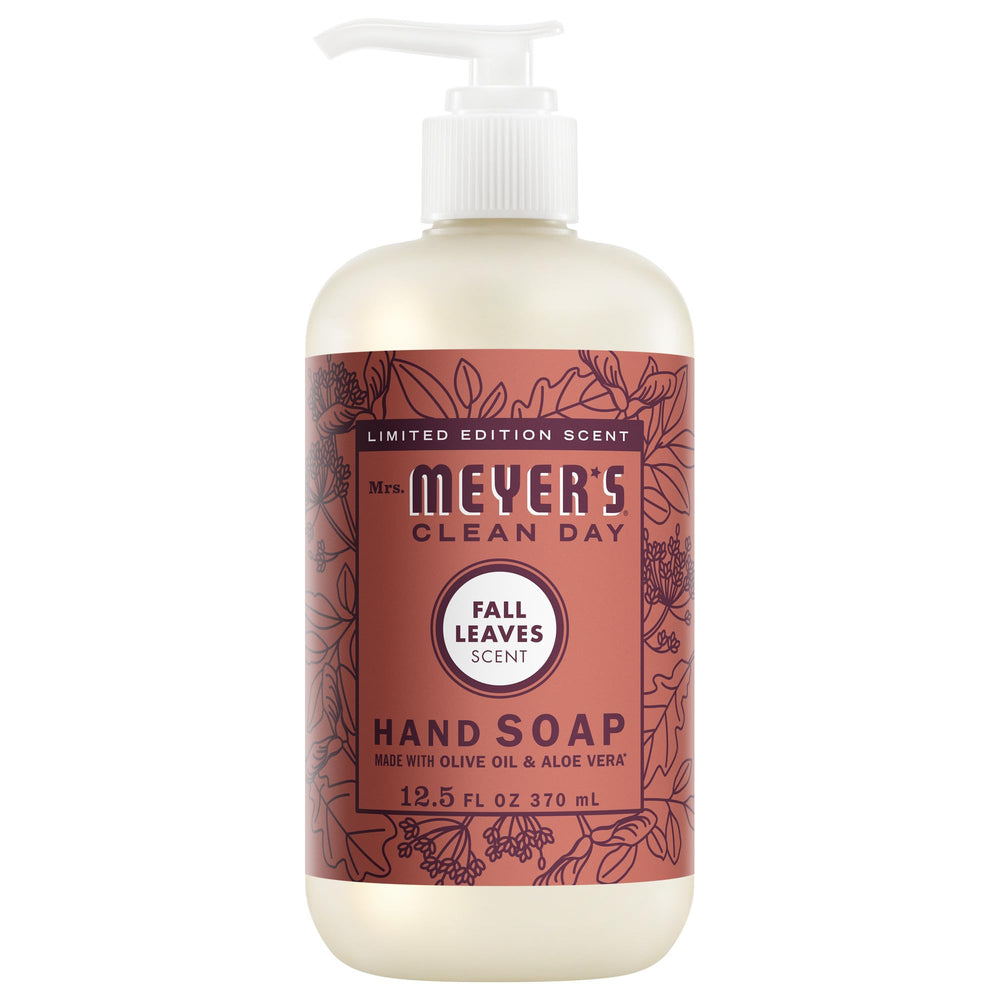 Mrs. Meyer's Jabon de Mano fragancia hojas de otoño, limpieza suave para manos ocupadas.