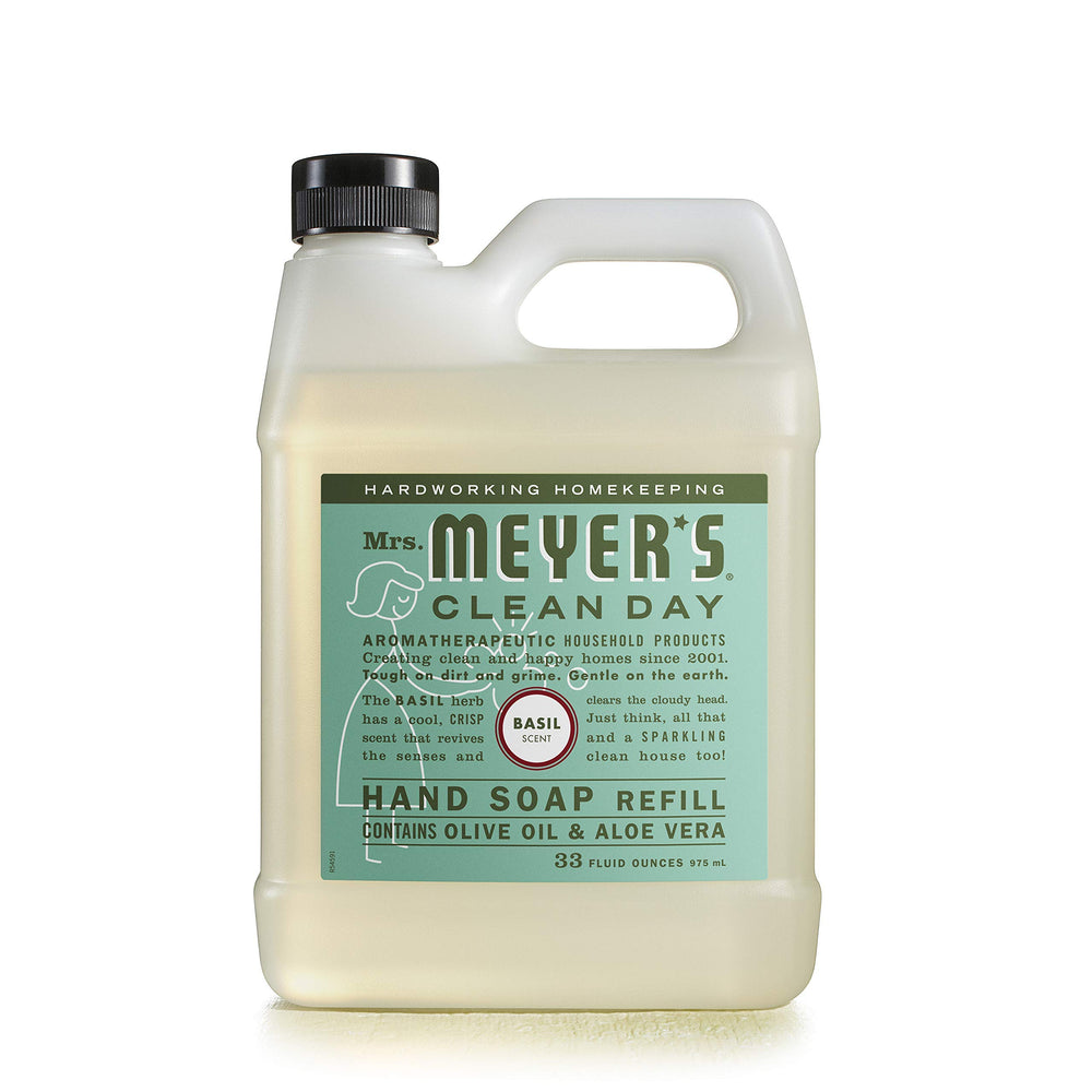 Jabón de manos recambio Albahaca de Mrs. Meyer's, envase grande para recargar.