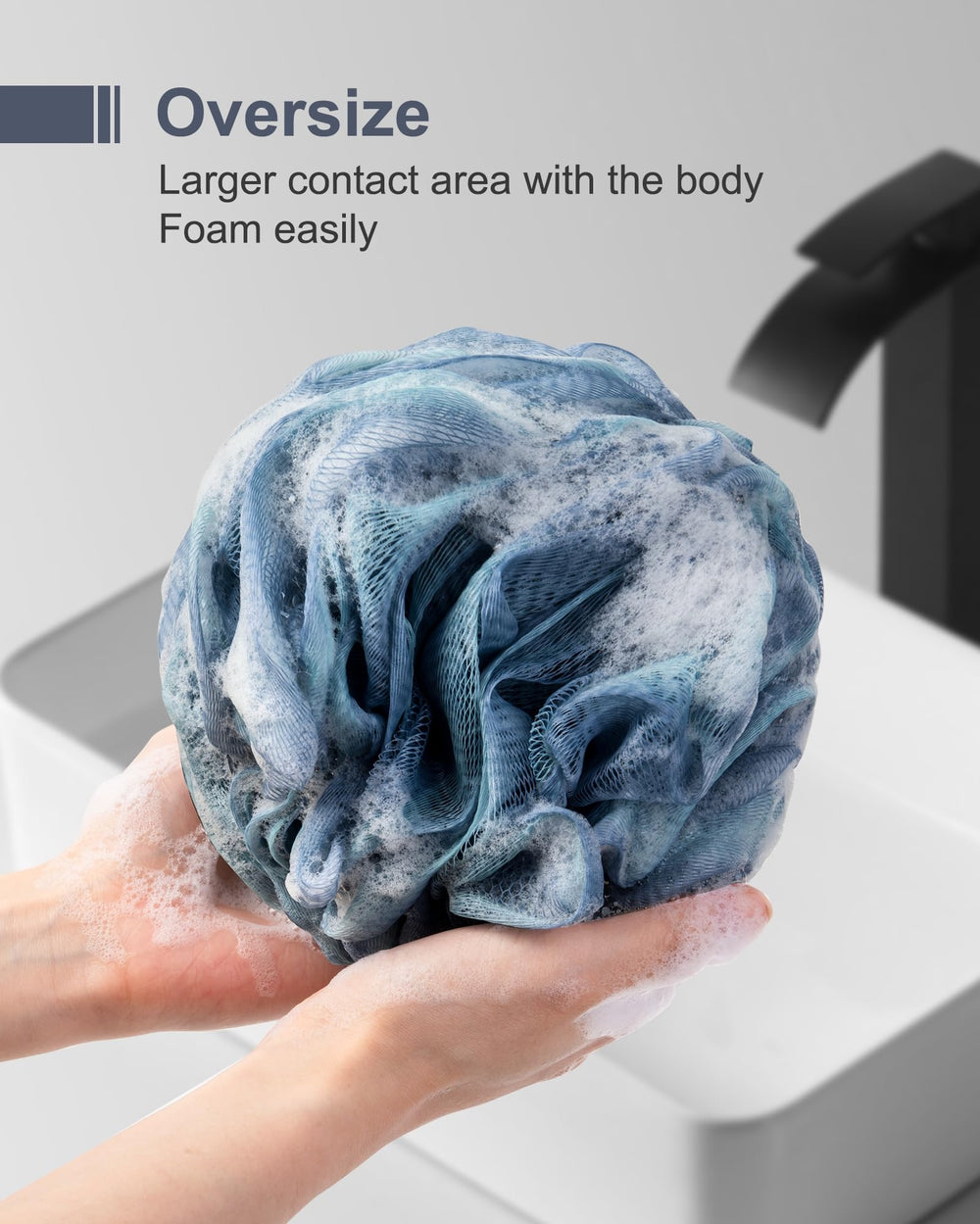 MTDLYICE lufa azul-verde con borde blanco para uso familiar cómodo