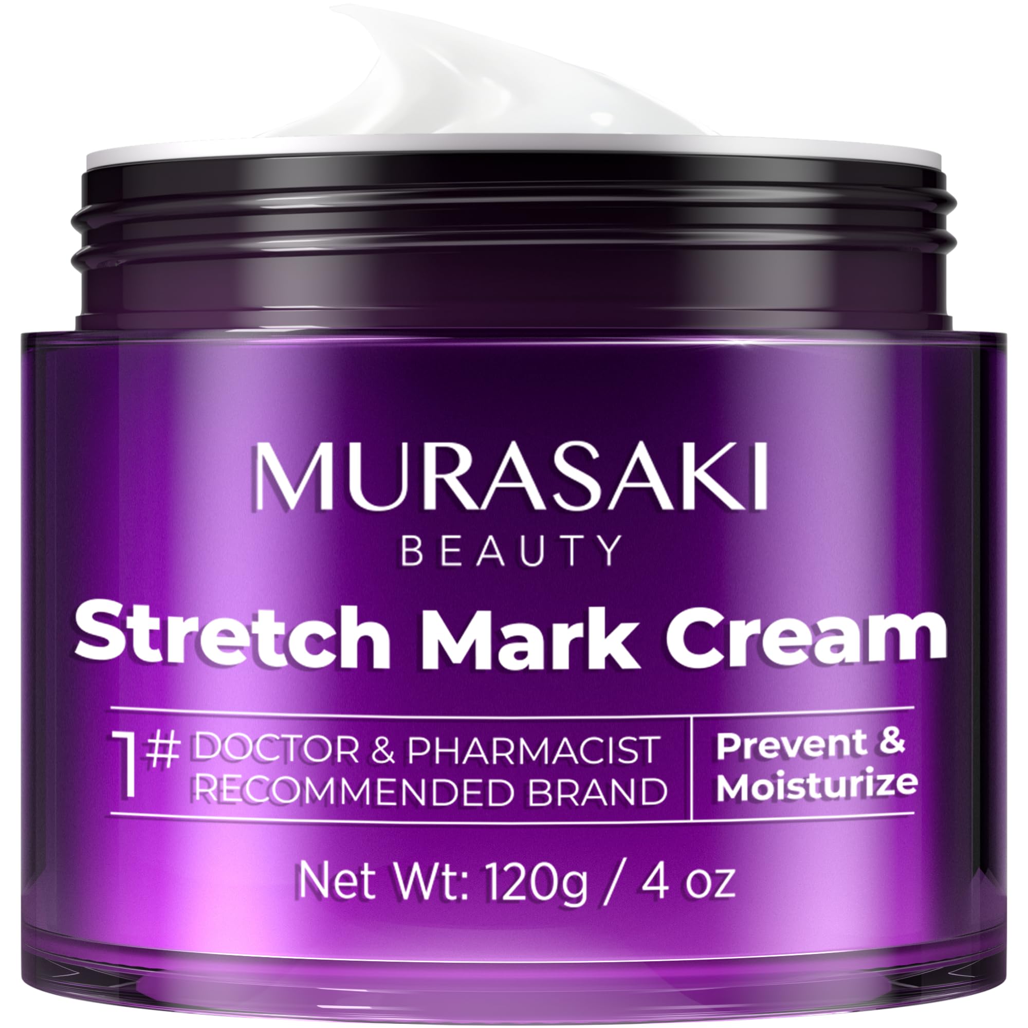 MURASAKI BEAUTY crema para estrias, envase 4oz para uso diario.