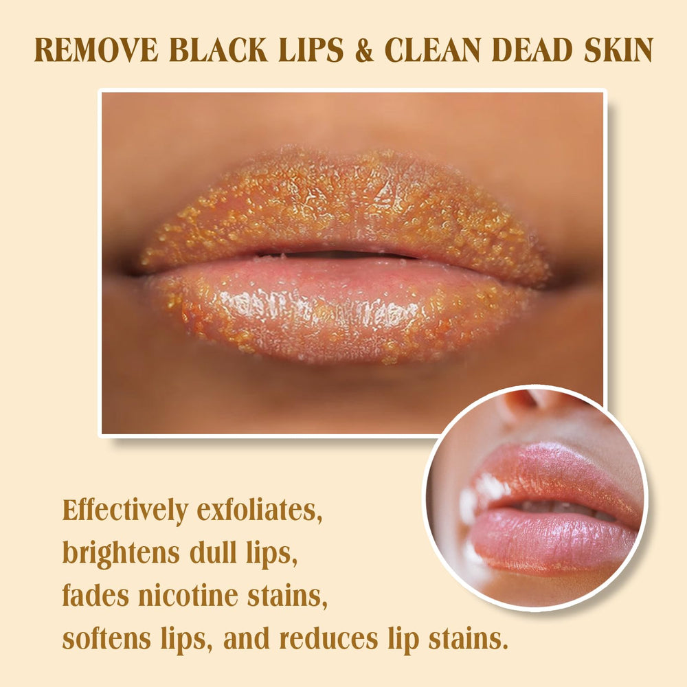 Murend limpieza profunda de labios para eliminar impurezas.