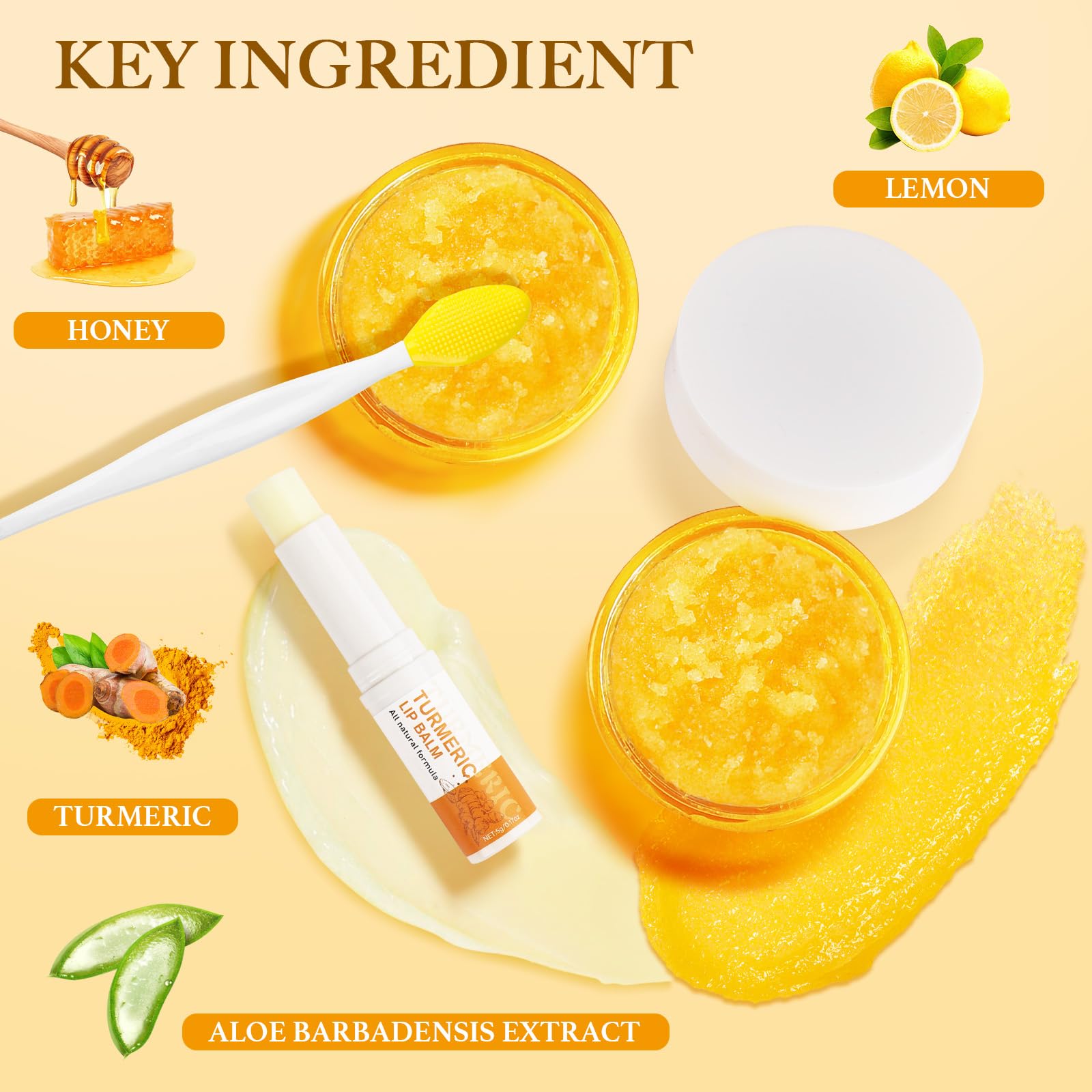 MUREND textura hidratante labios curcuma, hidratación duradera.