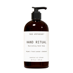 Muse Apothecary Hand Ritual: botella de 16 oz para lavado suave y aromático.
