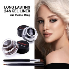 Music Flower gel eyeliner marron con brocha para definición suave.