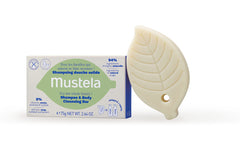 Mustela barra champú y gel corporal frente, uso diario suave para la familia.