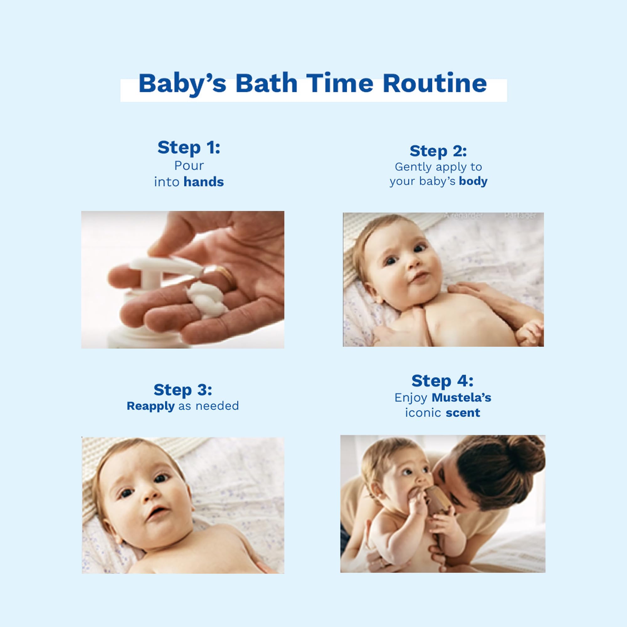 Mustela Hydra Bébé aplicación suave para uso diario en recién nacidos.