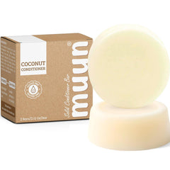Barra acondicionador Muun de coco en pack de dos para cabello suave y nutrido.