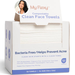 My Flexy toallitas faciales desechables XL: limpieza suave para piel sensible.