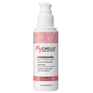 MyCHELLE Pumpkin Cleanser en botella con aceite de semilla de calabaza, limpia y nutre la piel.