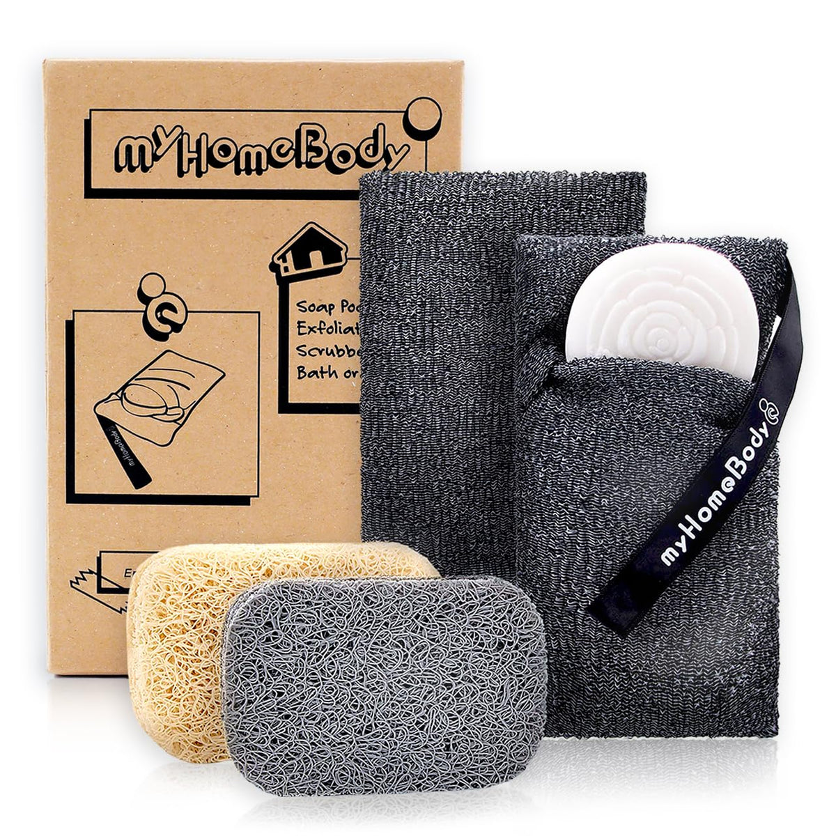 myHomeBody bolsita exfoliante-jabon, uso en ducha y ahorro de jabón