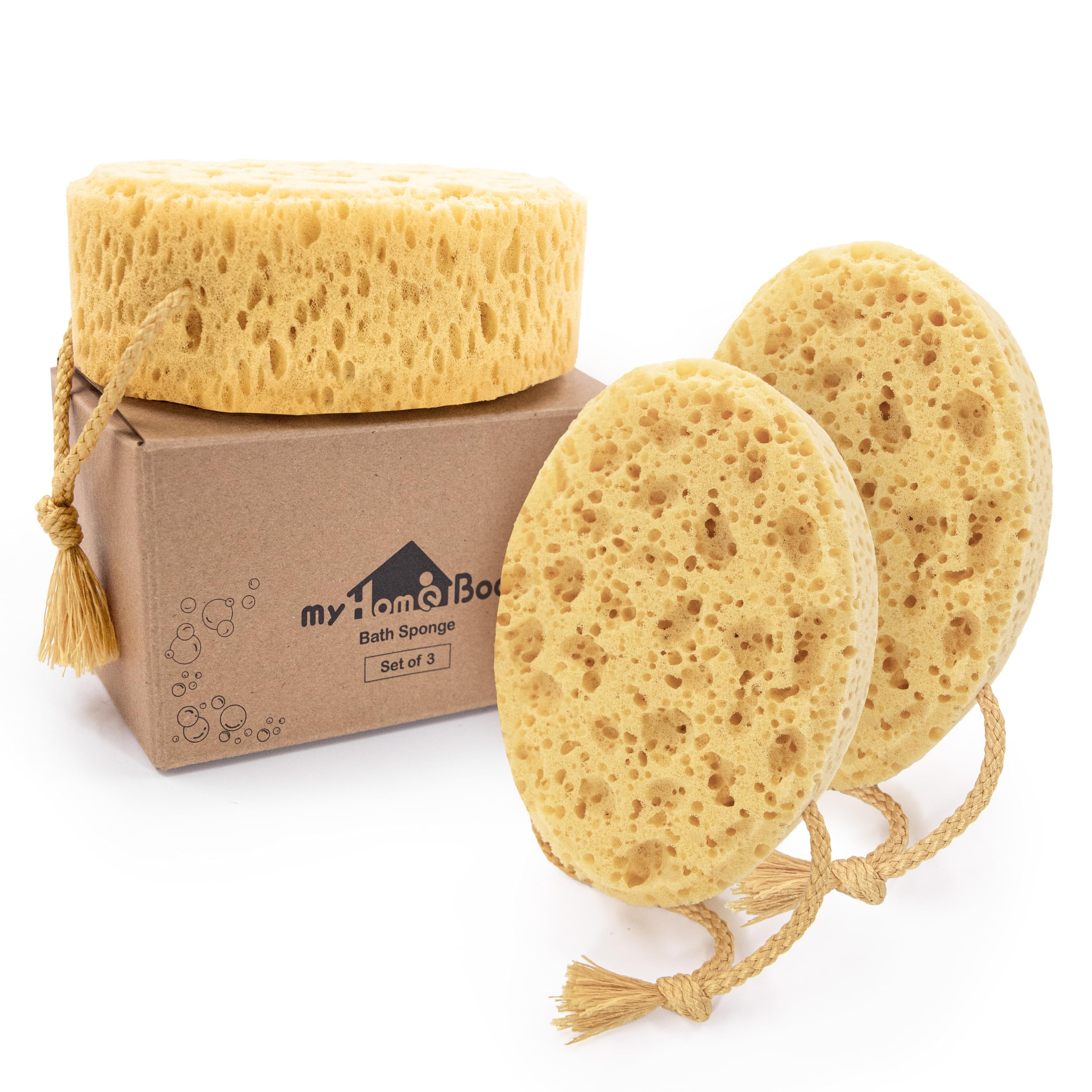 myHomeBody esponja de baño grande ovalada con agarre cómodo y mucha espuma.