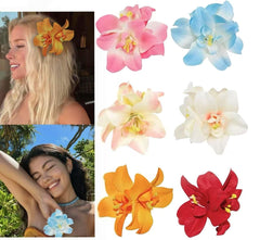 MZLUWM clip flor hawaiana plumeria para peinados con brillo y color