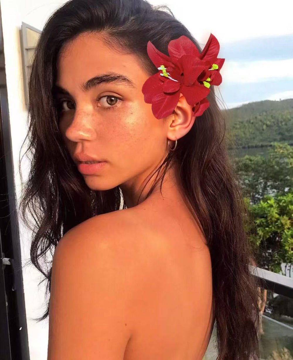 MZLUWM clip pelo flor hawaiana playa para looks diarios