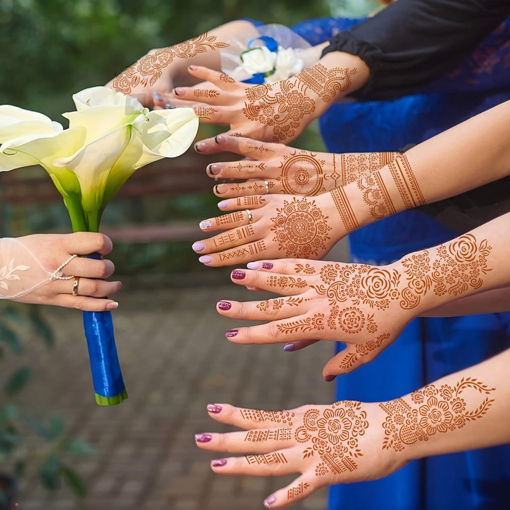 Mzstgh Henna estencil para cortar y aplicar partes del cuerpo, personaliza tatuaje.