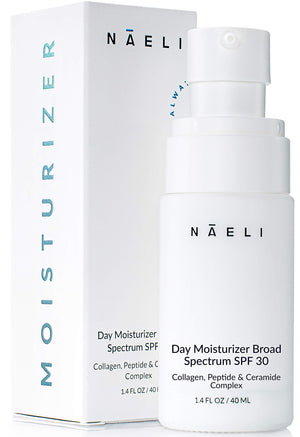 NAELI hidratante facial SPF30 en bote para hidratación ligera y protección diaria.
