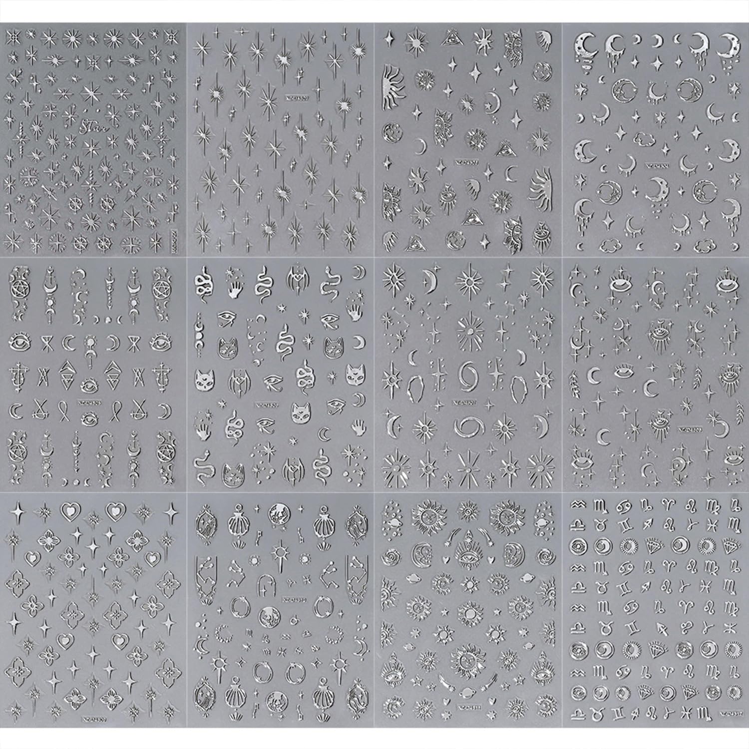 Adhesivos autoadhesivos para uñas con motivos estrella luna para diseño rápido
