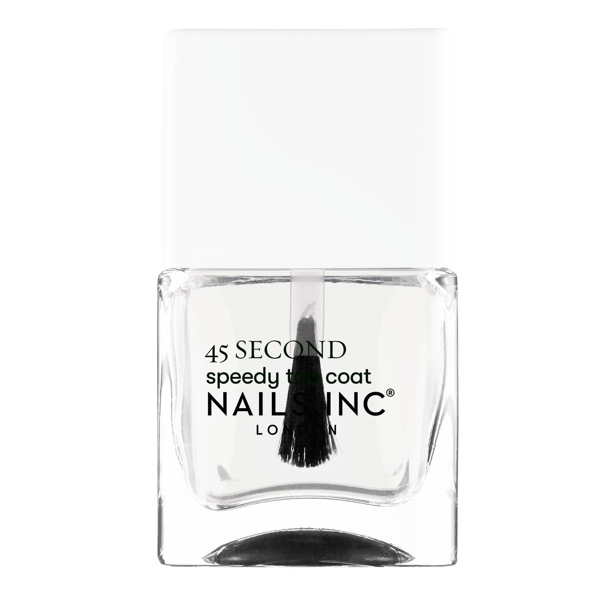 Nails INC capa superior 45 segundos en bote, secado rápido y brillo intenso.
