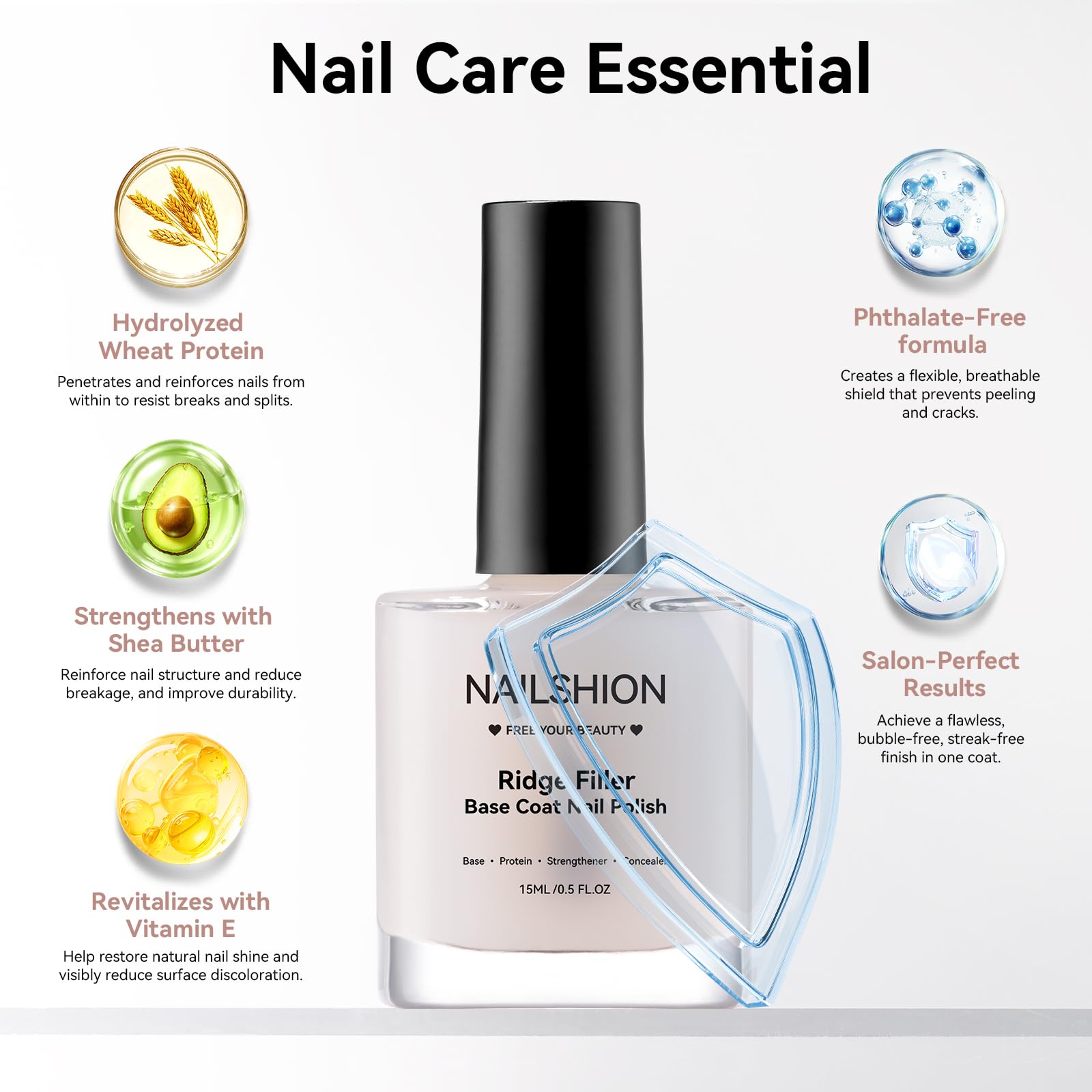 Nailshion Acabado lechoso translúcido para base suave.