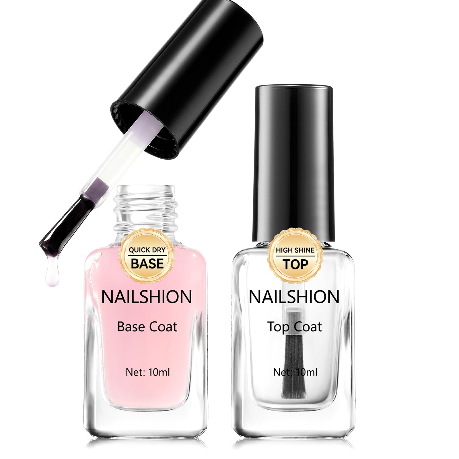 Nailshion base rosa transparente, fácil aplicación suave.