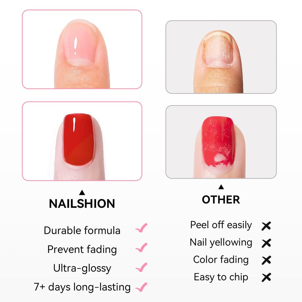 Nailshion secado al aire rápido, sin lámpara UV necesaria.