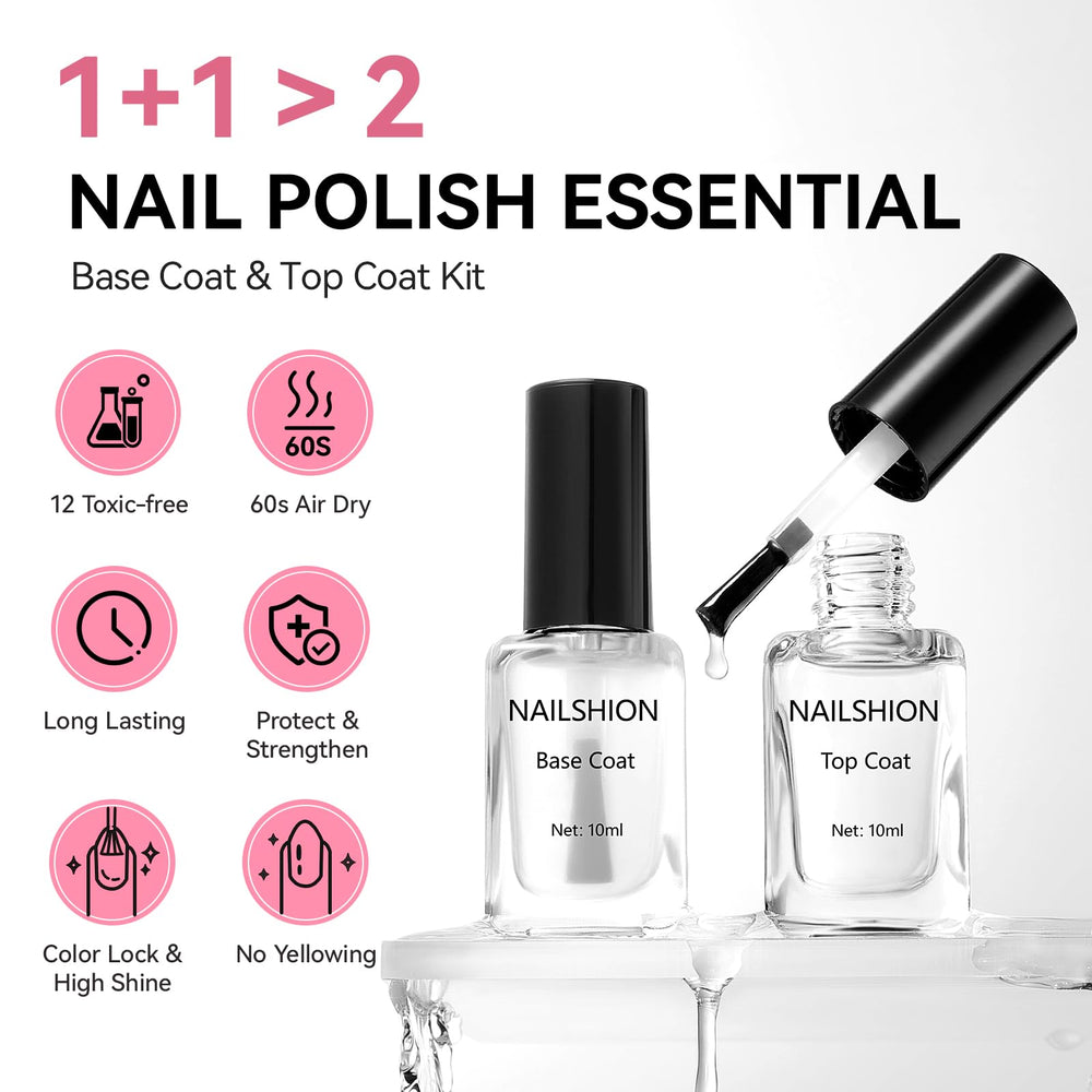 Nailshion capa superior transparente ofrece brillo y sellado duradero.