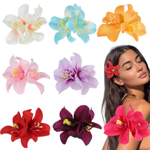 NAISIER clip floral hawaiana rosa para peinado veraniego