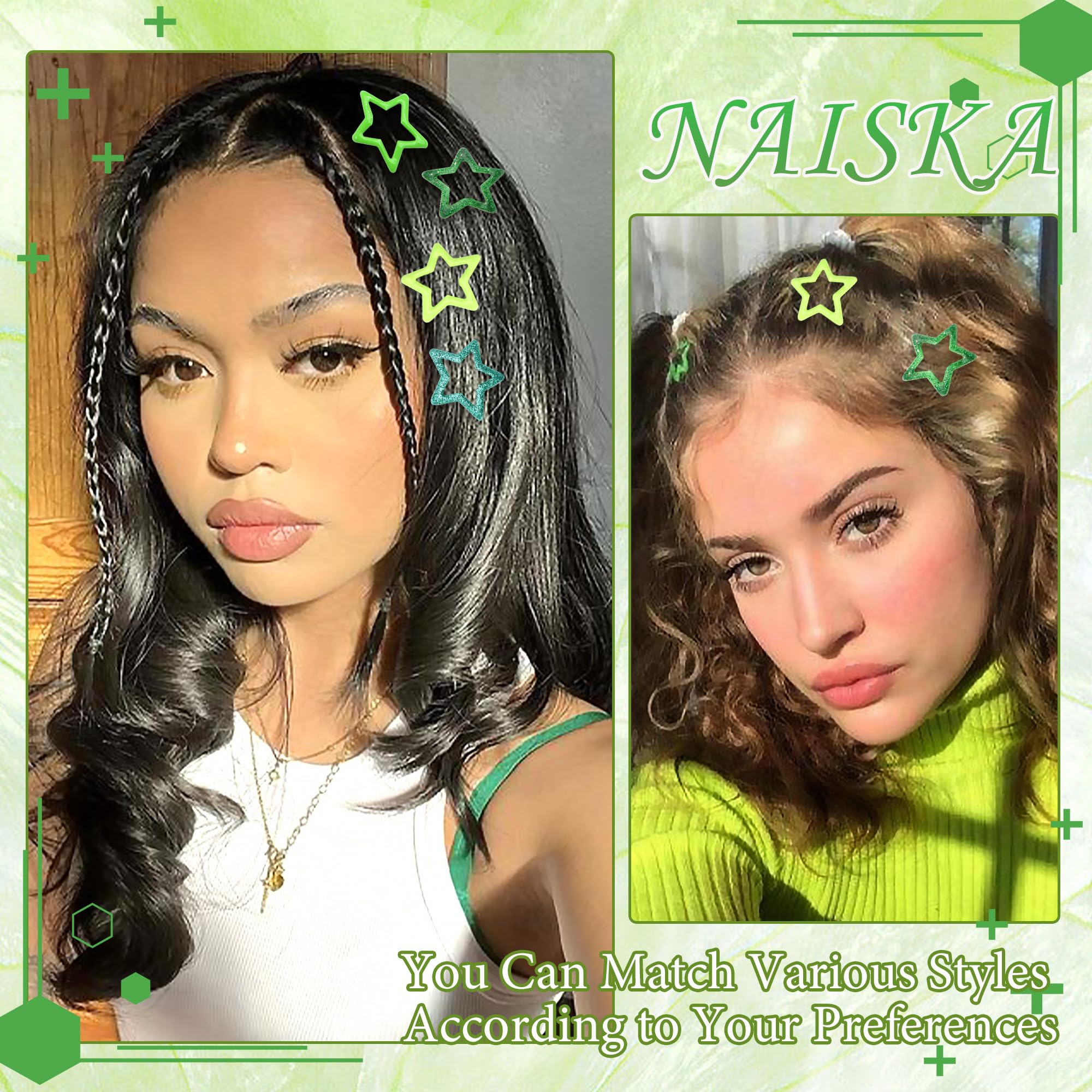 NAISKA prendedor estrella verde brillo, regalo encantador para amigas.