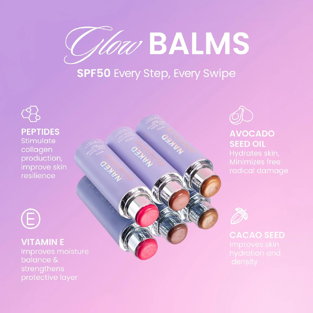 Naked Sundays Glow Balm Dusty Rose para ojos párpados con tono sutil y protección UV.