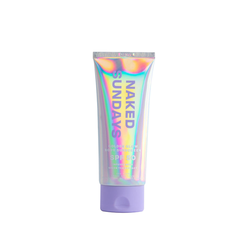 Naked Sundays SPF50 brillo crema corporal: acabado dorado y luminoso.