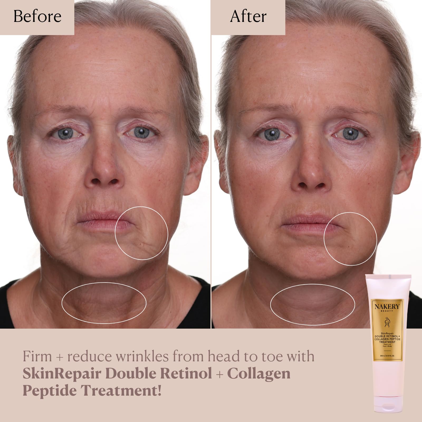 Nakery Crema de Retinol con Colágeno y Ácido Hialurónico, frasco nocturno para cuidado personalizado.