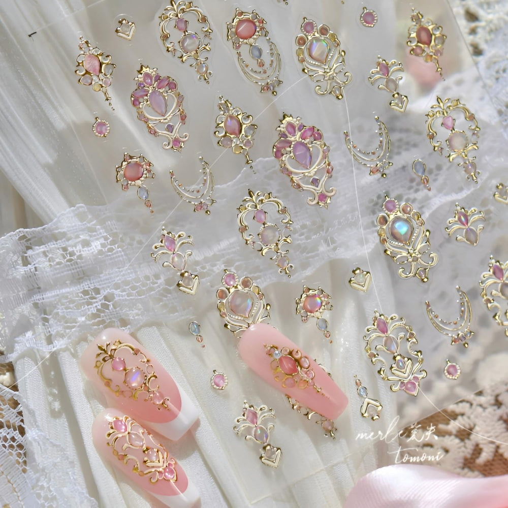 Namrec adhesivos uñas oro fáciles de aplicar, ideal para manualidades.