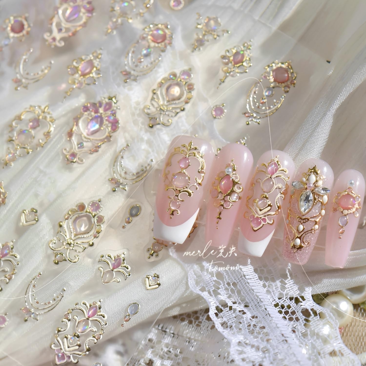 Namrec estickers uñas oro 5D en relieve para decoración rápida de uñas.