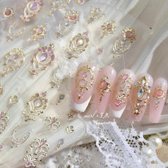 Namrec estickers uñas oro 5D en relieve para decoración rápida de uñas.