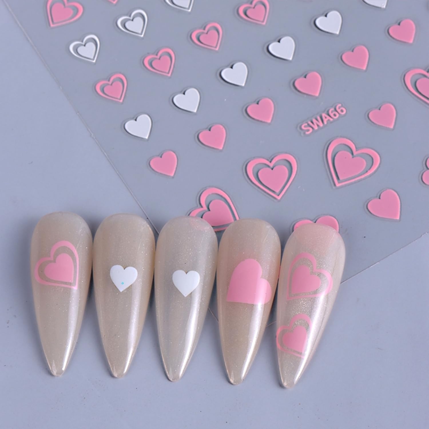 Namrec uso doméstico o profesional de pegatinas corazón para uñas.