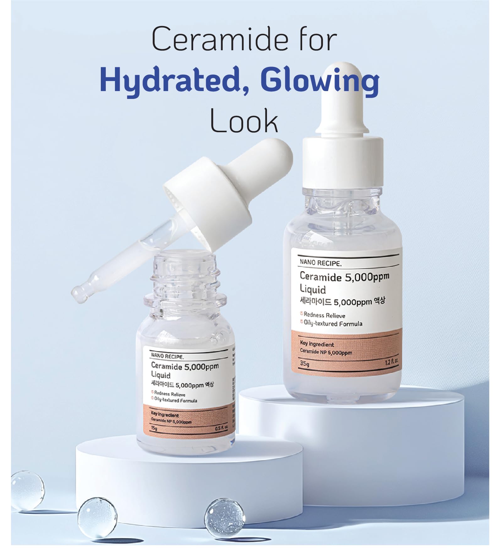 Nano Recipe Ceramida Concentrado: mezcla fácil con hidratante para reforzar la barrera cutánea.