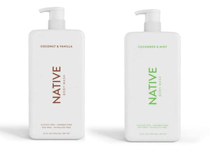 Native Body Wash Coco-Vainilla, botella con bomba para una limpieza suave diaria