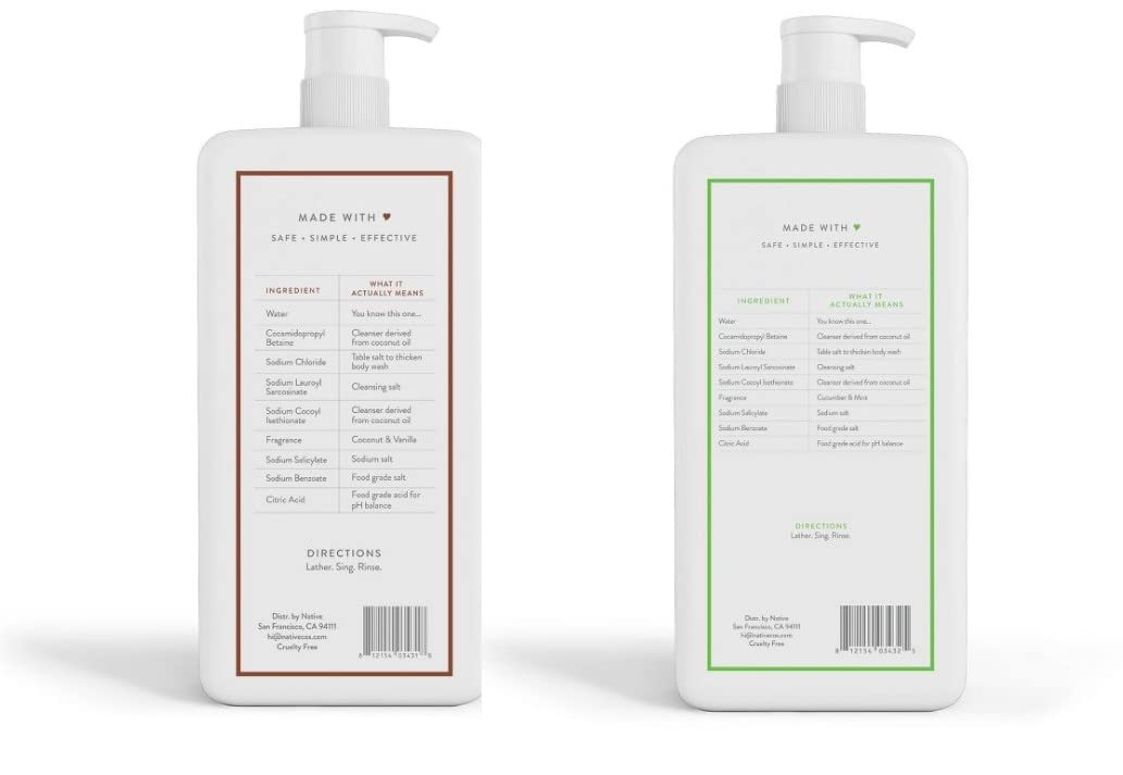 Native Body Wash Pepino-Menta, dispensador práctico, sensación fresca y limpia