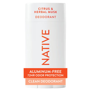 Native Desodorante: frasco citricos-almizcle-herbaceos, aroma fresco para jornadas largas.