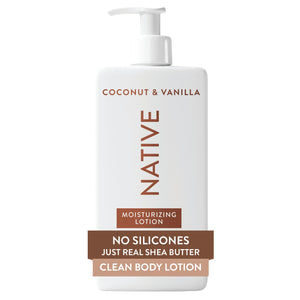 Loción corporal Native, dispensador-pompa para una aplicación limpia.