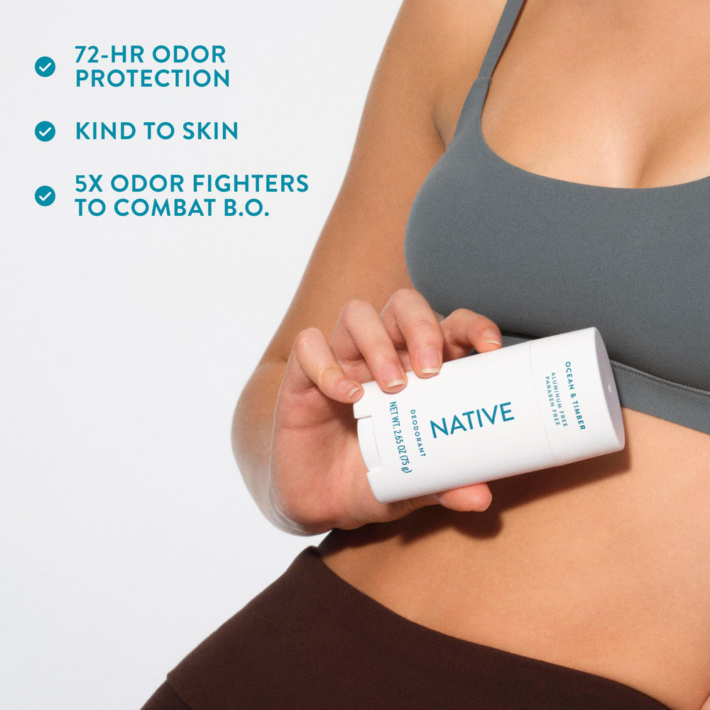 Native Ocean & Timber ingredientes naturales para una experiencia limpia.