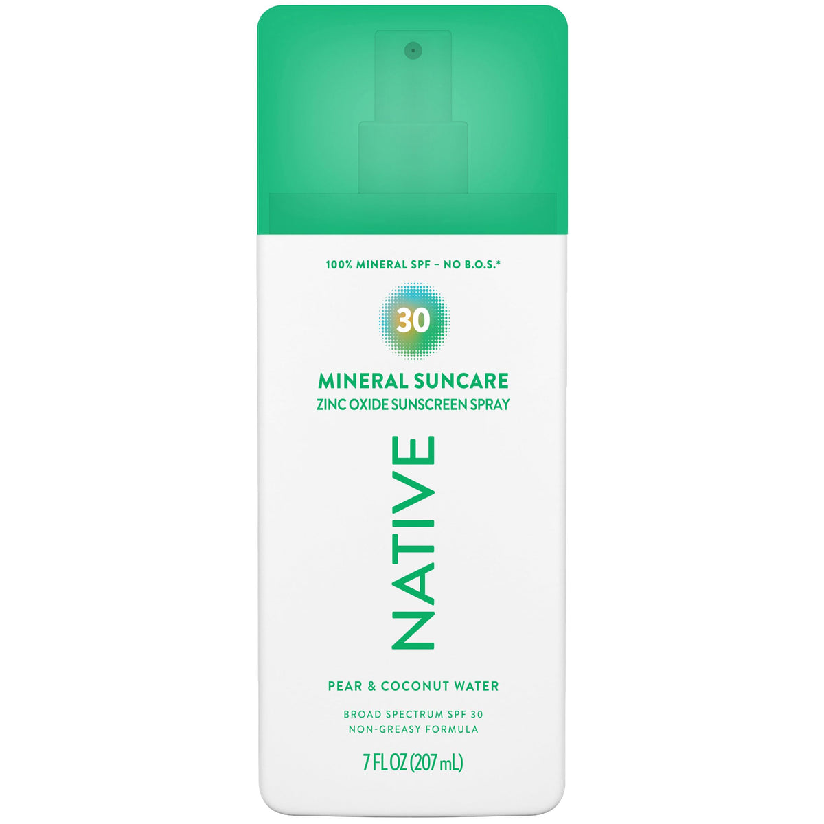 Protector solar mineral Native con bomba de aplicación para uso cómodo diario.