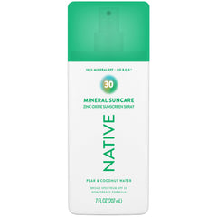 Protector solar mineral Native con bomba de aplicación para uso cómodo diario.