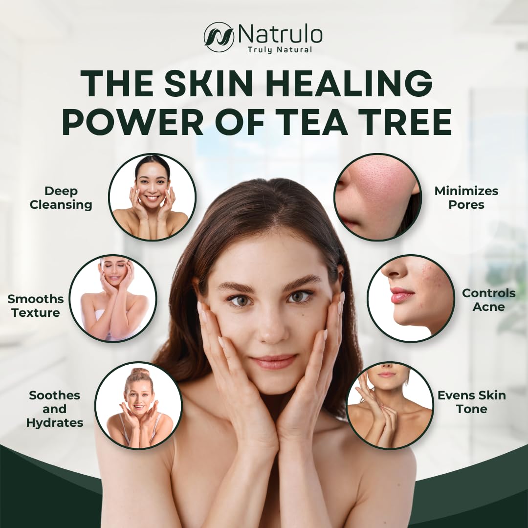Jabón de árbol de té Natrulo, barra para cara y cuerpo, uso suave para piel sensible.